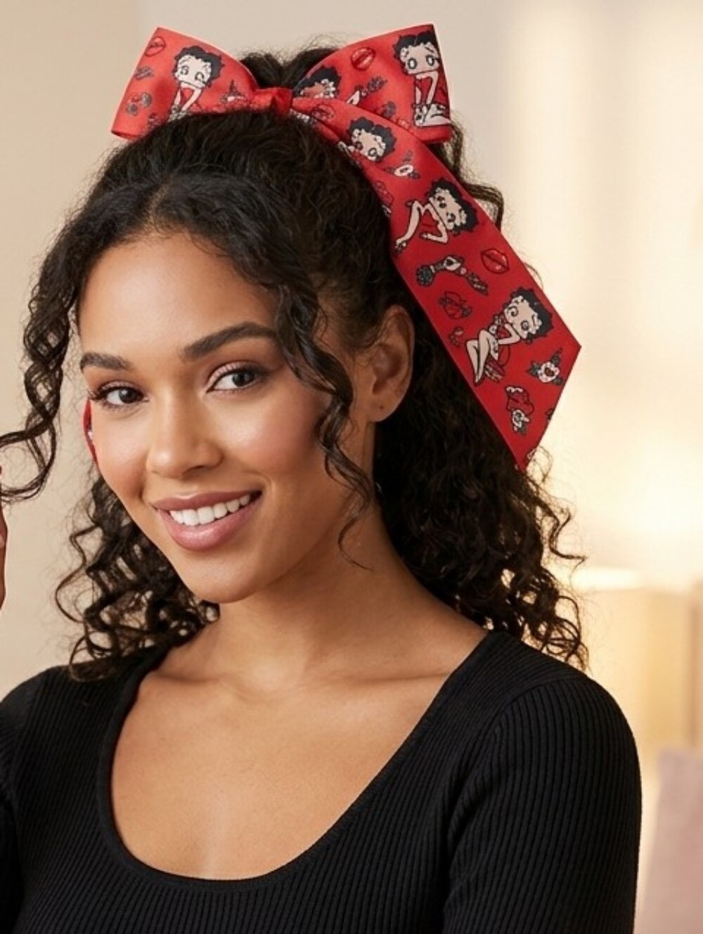 New Betty Boop Red Polka Dot Jumbo Hair Bow Pin-Up Style